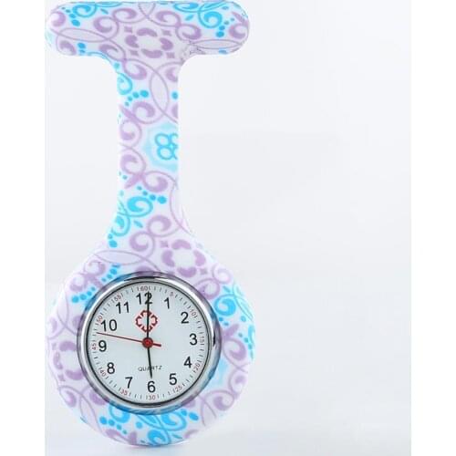 Nurse Watch Round Dial Arabic Numerals Silicone Electroplating Stylish Nurses Brooch Watch for Hospital