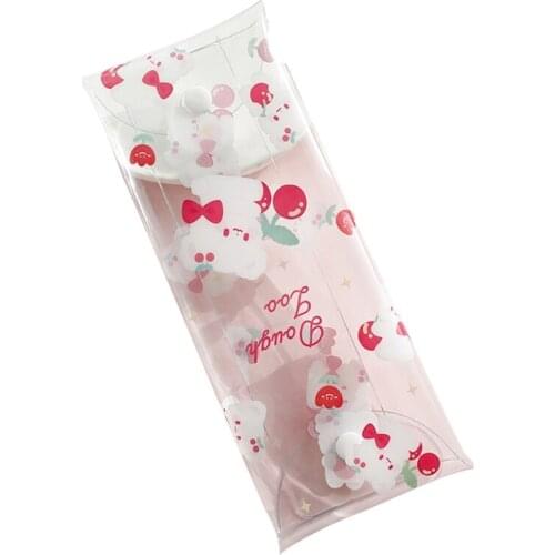 Travel Cosmetic Organizer Bag Lock Button Design Students Staionery Storage Bag Clear Cartoon Staionery Bag for Women