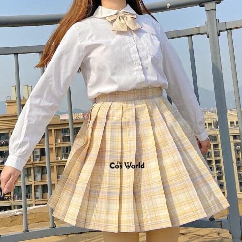[Driftmoon] Girls Summer High Waist Pleated Skirts Plaid Skirts Women Dress For JK School Uniform Students Cloths