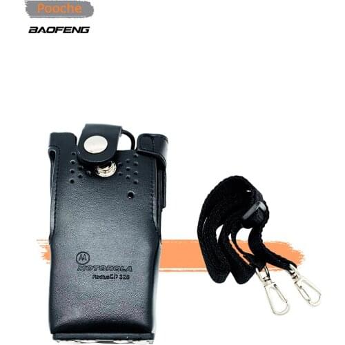 Two Way Radio Leather Protective Sleeve Shoulder Bag Hard Holster Case for GP328 GP340 GP380 GP3188 EP450 Walkie Talkie Bag