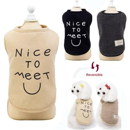 Reversible Dog Clothes Vest Warm Winter Puppy Cat Vests Coat 2 Side Pet Clothing Jacket for Small Medium Dogs Cats Chihuahua