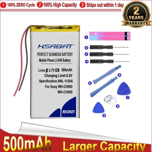 HSABAT 0 Cycle 500mAh Battery for Sony WH-CH500 WH-CH510 WF-H800 WF-XB700 Headset High Quality Replacement Accumulator