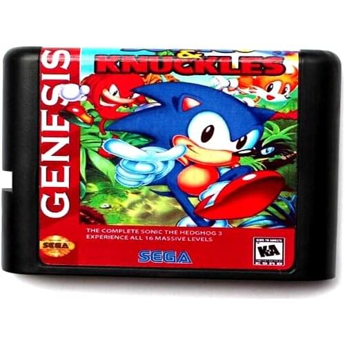 Sonic 3 & Knuckles 16 bit Sega MD Game Card for Mega Drive for Genesis US PAL Version Console