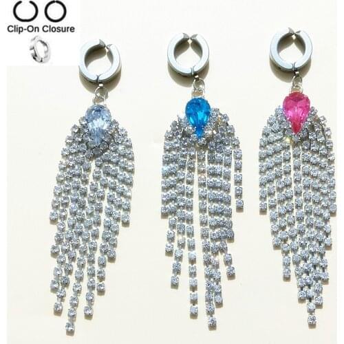 Crystal tassel fake Belly Button Rings 316l Surgical Steel Body Jewelry Belly Piercing Rings Sexy Fake Navel Piercing Ombligo