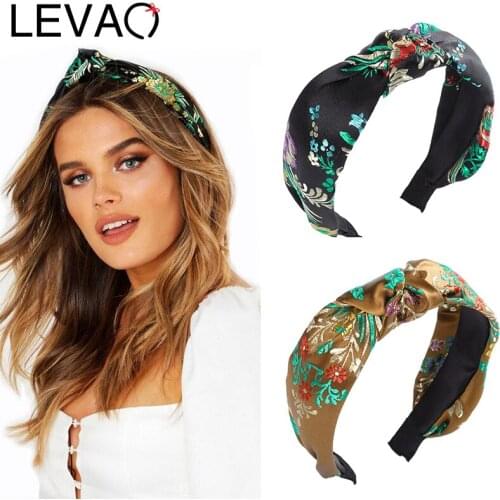 LEVAO Embroidered Headband Chinese Style Hairbands Female Bezel Turban Women Girls Hair Accessories Head Hoop Fashion Hair Band