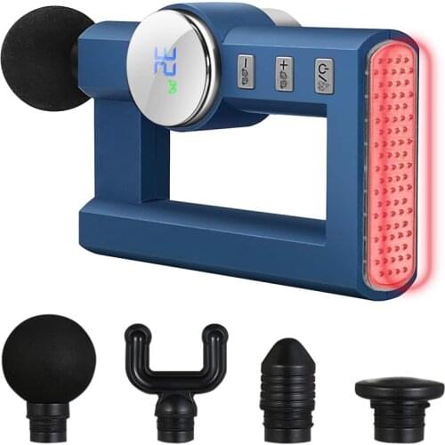 Massage Gun with Heat, Deep Tissue Muscle Fascia Gun for Athletes Muscle Massager with 32 Speeds and 4 Heads, Handheld Massager