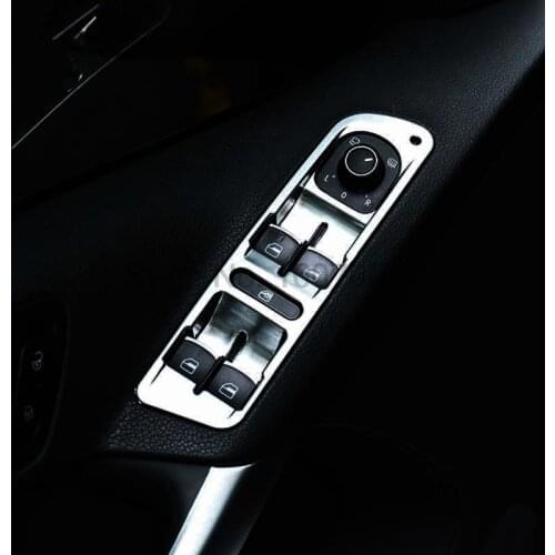 For Volkswagen VW Tiguan 2012 2013 2014 2015 Matte Chrome Interior Door Armrest Trim Window Lifter Button Switch Cover Bezel