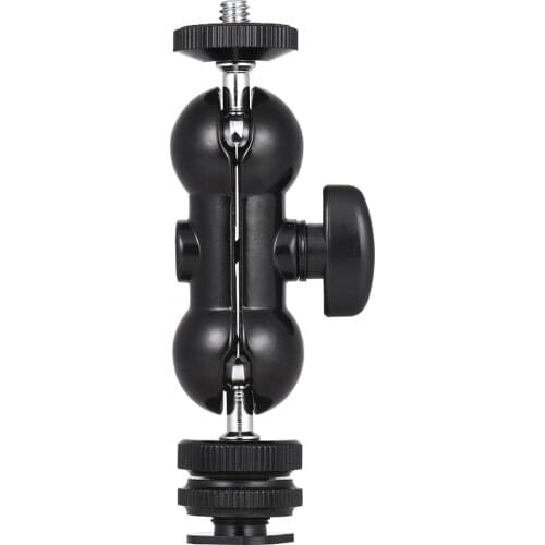 Multi-Function Double Ballhead Bracket Magic Arm Ballhead with Cold Shoe Mount 1/4" Screw for Monitor LED Video Light