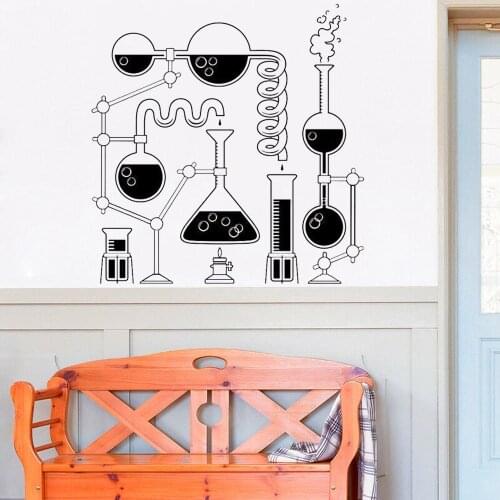 Science Beakers Wall Decal Teen Room Home Decor Vinyl Nursery Interior Wall Sticker Kids Room School Laboratory Wall Paper Y967