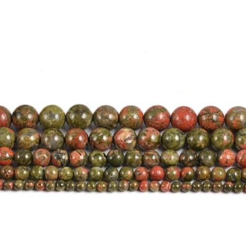 Natural Unakite Round Loose Beads 4 6 8 10 12 MM Pick Size For Jewelry Making 15" Strand Exquisite Gift DIY Jewelry