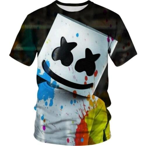 New Interesting Fashion Animation New 3D Cartoon DJ Angel Devil Couple Men and Women Carriage Hip-hop Oversized T-shirt