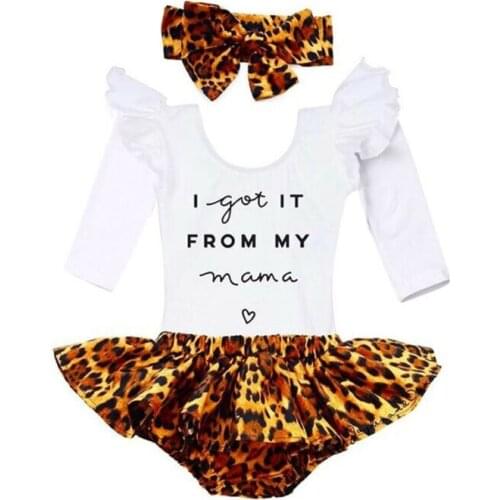 Toddler Girl Clothes 3PCS Newborn Baby Girl Clothes Ruffle Long Sleeve Letter Bodysuit Top Leopard Skirts Fall Outfits