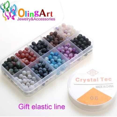 Olingart 6mm/8mm 1set Painted Matte Natural Semi-precious stones multicolor Round Loose Beads for Jewelry Making DIY necklace
