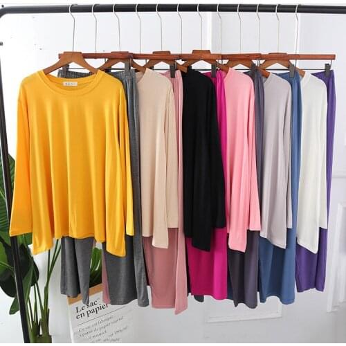 Autumn new modal cotton ladies long-sleeved trousers pajamas suit multi-color casual loose large size home service suit women