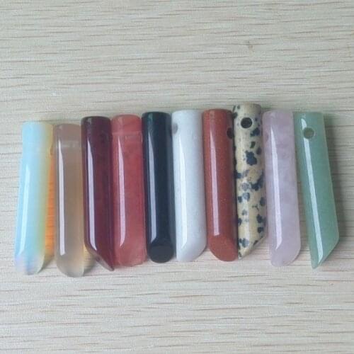 2016 Fashion Assorted natural Stone cylindrical pendants charms for necklace making jewelry 10pcs/lot Wholesale Free shipping
