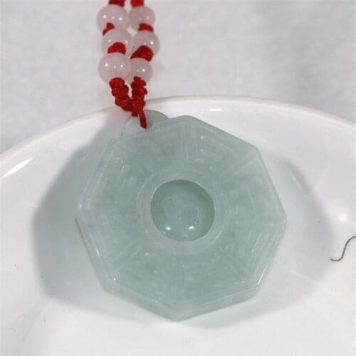 Natural Jade Emerald Jesus Eight Diagrams Pendant Charm Jewellery Fashion Accessories Hand-Carved Man Woman Amulet Gifts