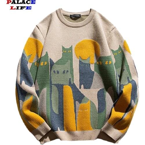 Casual Knitted Sweater Men Women Japanese Cartoon Anime Girl Streetwear Pullover Unisex 2021 Autumn Harajuku Loose Sweater