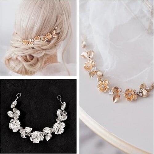 Bridal Leaf Shape Headband Soft Chain Alloy Wedding Bride Headwear Edge Clip Hair Accessories Gifts for Women LL@17