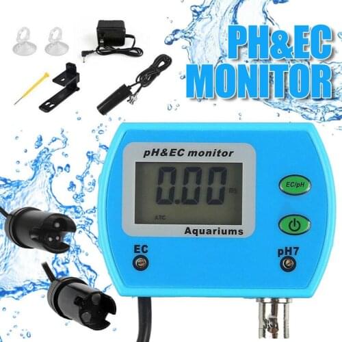 Professional 2 IN 1 Water Quality Tester Swimming Pool Monitor Meter pH / EC Water Quality Testing US/EU Plug