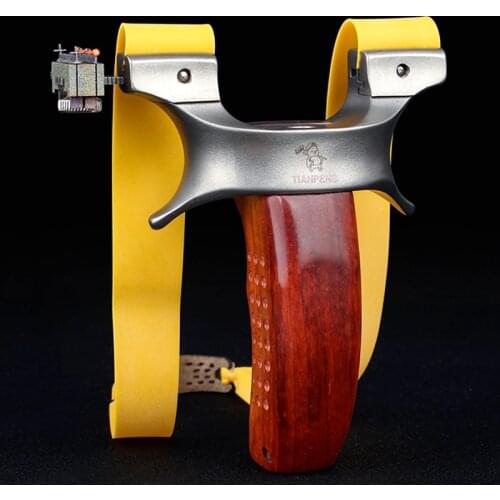 2020 New Heavy Hunting Slingshot Stainless Steel Head Catapult with Aim Wood Handle Shooting with Flat Toys For Boys Games