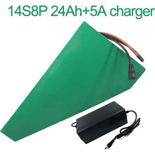 With 5A charger 52V 24Ah 14S8P 18650 Li-ion Battery Pack E-Bike Ebike electric bicycle 330*310*200*70*70*45mm