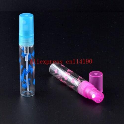 Brand new 100 pcs/lot 5ML Mini Cute Portable Glass Perfume Bottle With Plastic Spray&Empty Parfum Case