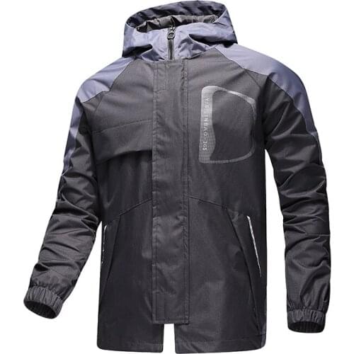 Sport Summer Jacket for Men Hiking Style Waterproof Windbreaker Jacket Coats Long Sleeve Hooded Letter Printed Men Top Clothes