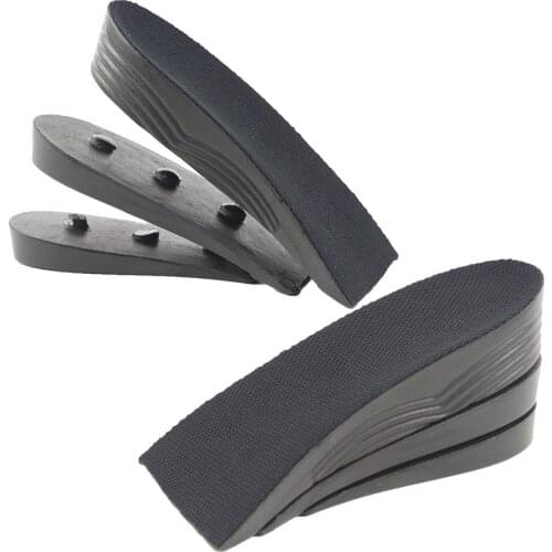 Men Women PU Three-layer Adjustable Heightening Insole Invisible Heightening Pad Sport Shoes Half Pad Elastic Heightening Insole