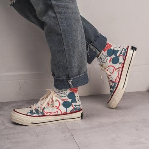 Disney cartoon canvas shoes ladies graffiti new students all-match casual shoes children board shoes