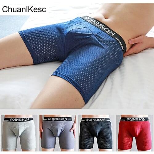 Viscose fibre Fabric mesh extended boxer for ventilation in summer Do not grind legs Long boxer Running shorts
