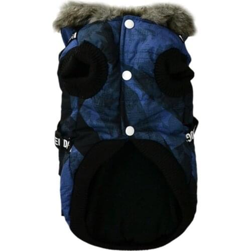 Windproof Pet Jacket For Hiking Camping Dog Vest Winter Coat For Dog Warm Plush Down Jacket For Small Dogs Build-in Harness