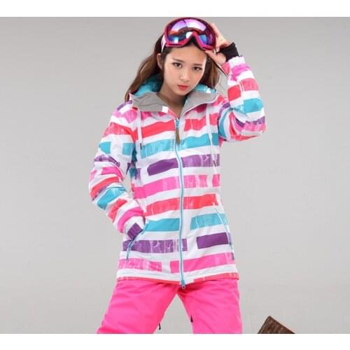 Waterproof 10000 Colour Bar Ski Jacket For Women Female Skateboarding Climbing Skating Snow Coat Skiwear Anorak