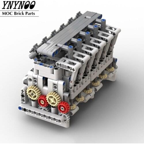 NEW High-Tech Mechanical Group 6-Cylinder Inline Engine Dynamic Model MOC Building Block Bricks Creative STEM DIY Toy Gifts