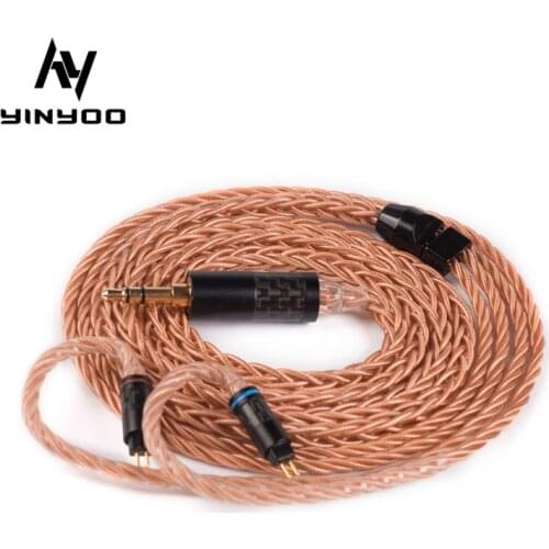 Yinyoo 8 Core Upgraded High-end Single Crystal Copper Cable 2.5/3.5/4.4MM With MMCX/2PIN Connector for BLON BL-01 BL-03 KZ EDX