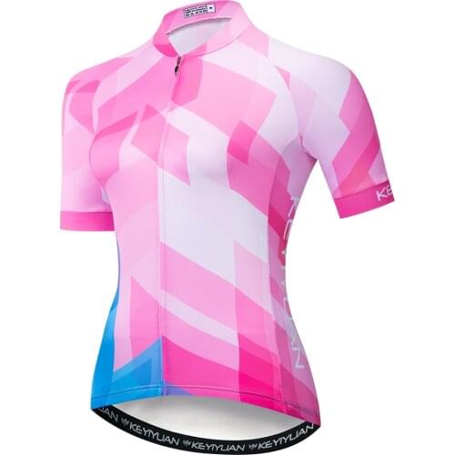 2019 Keyiyuan Womens Spring and Summer Geometry Jersey Short Sleeve Tops Breathable Sweat Road Bike Clothes
