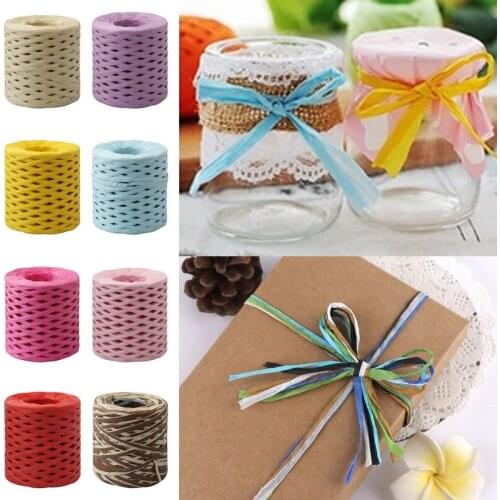 200M/Roll Multicolor Raffia Paper Ribbon Hand-knitted Lafite Straw Rope Gifts Packaging String DIY Sewing Craft Accessories