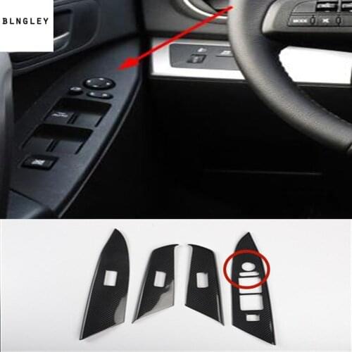 4pcs/lot Car stichers ABS Carbon fiber grain car window lift panel decoration cover for 2010-2013 Mazda 3