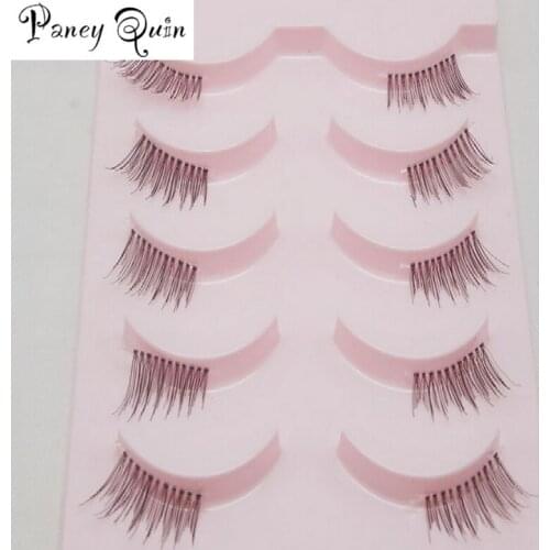 5Pairs 100% Handmade Transparent Makeup Lashes 5 Pairs Half False Eyelashes Natural Crisscross Messy Thick Soft Fake Eyelashes