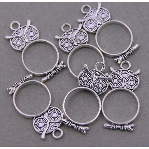 5pcs alloy Tibetan Silver Plated owl Charms Pendants for Jewelry Making DIY Handmade Craft 19*35mm
