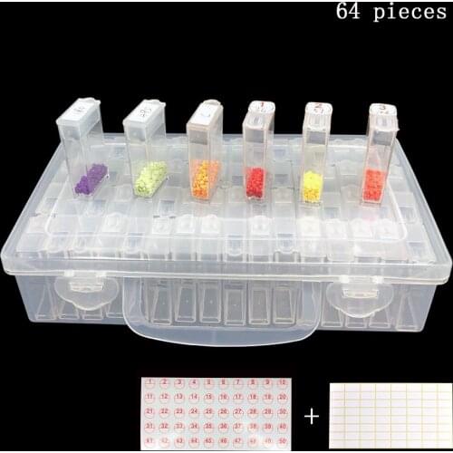 64/128pcs Bottles Diamond Painting Tools Accessories Storage Box Beads Container Diamond Embroidery Stone Mosaic Convenience Box