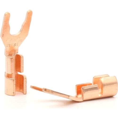 8pcs CMC Solid Copper Spade Plug Speaker Cable Wire Connector HiFi