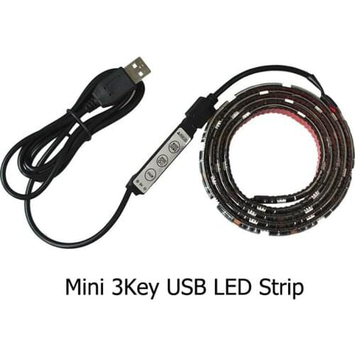 Free Shipping Mini 3 Key USB LED TV Computer Background Decorative Lights 1Meter Led Strip