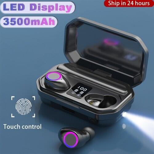 TWS Wireless Headphones Earphones Earbuds 3500mah Sport Headset Noise Cancel LED Display Waterproof Touch Control Bluetooth 5.0