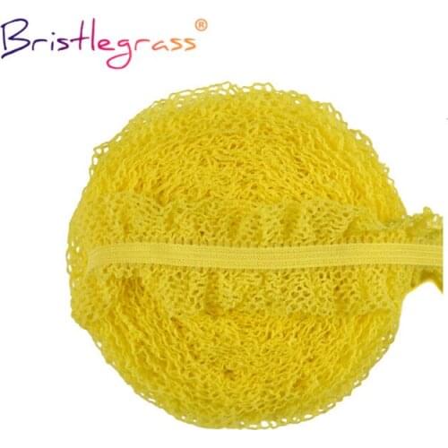 BRISTLEGRASS 50 100 Yard by Roll 1" 25mm Lemon Mesh Frilly Decorative Lace Trim Elastic Spandex Bands Tape Headband Sewing Craft