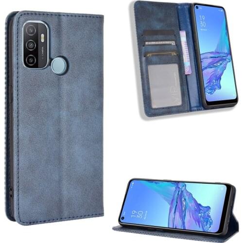 Oppo A53 Case Oppo A32 2020 Wallet Flip Style Imprint Skin Leather Phone Back Cover For Oppo A53 2020 A32 A 53 With Photo Frame