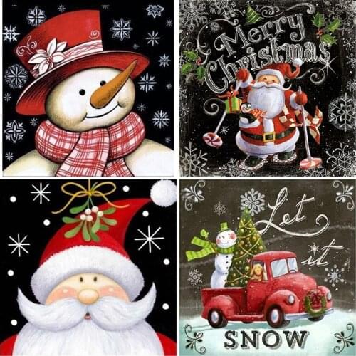 Cartoon Diamond Painting Santa Claus Full Round Drill Diamond Embroidery Snowman Christma Picture Of Rhinestones Handmade Gift