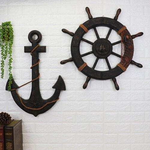 Wood Mediterranean Ship Wooden rudder helm Ship Anchor antique home decor wall decoration vintage room decoration accessories