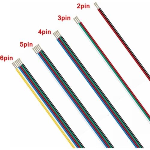 22AWG Electric Wires 2/3/4/5/6pin Wire Connector Extension Cable 1/5/10/20/50/100m For WS2812B WS2815 5050RGBW Led Strip Light