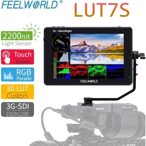 Feelworld LUT7S 7 Inch Ultra Bright 2200nits 3G-SDI 4K-HDMI 3D-LUT FHD IPS Panel Touch Screen DSLR Camera Field Monitor