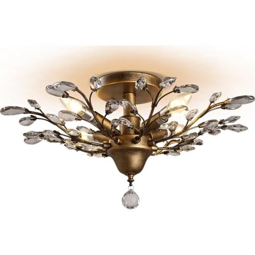 IWHD American Vintage Lustre LED Ceiling Lights Retro Crystal Luminaire Plafonnier Bedroom Living Room Home Lighting Fixtures